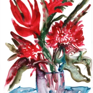 Crimson Harmony: A Watercolor Symphony