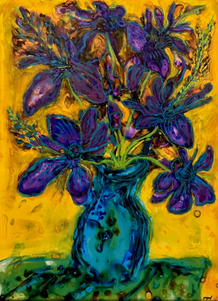 Oil on Metal Floral 36