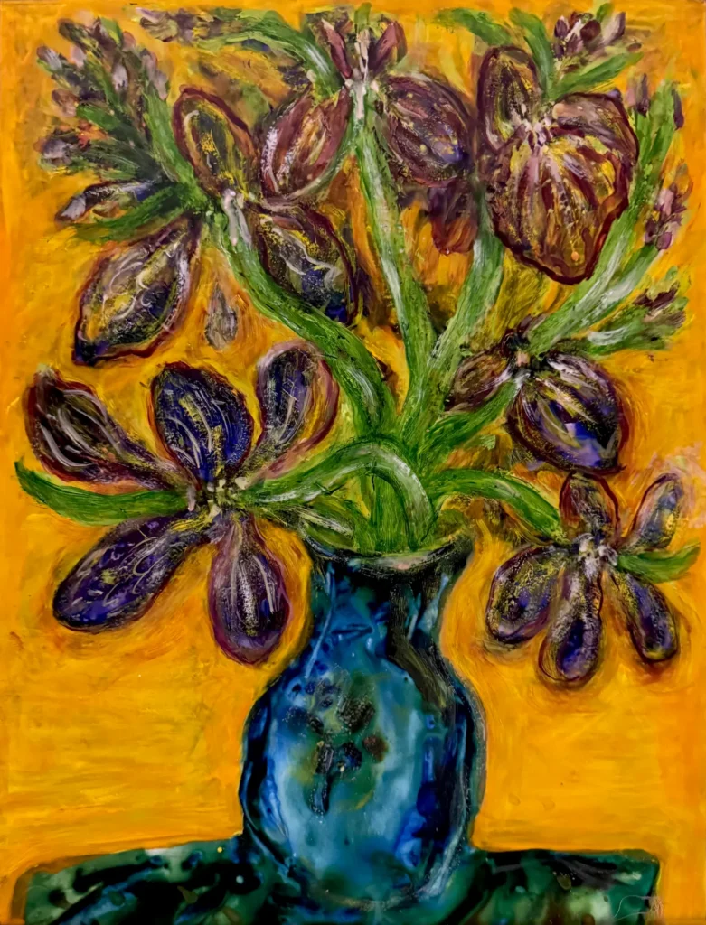 Oil on Metal Floral 37