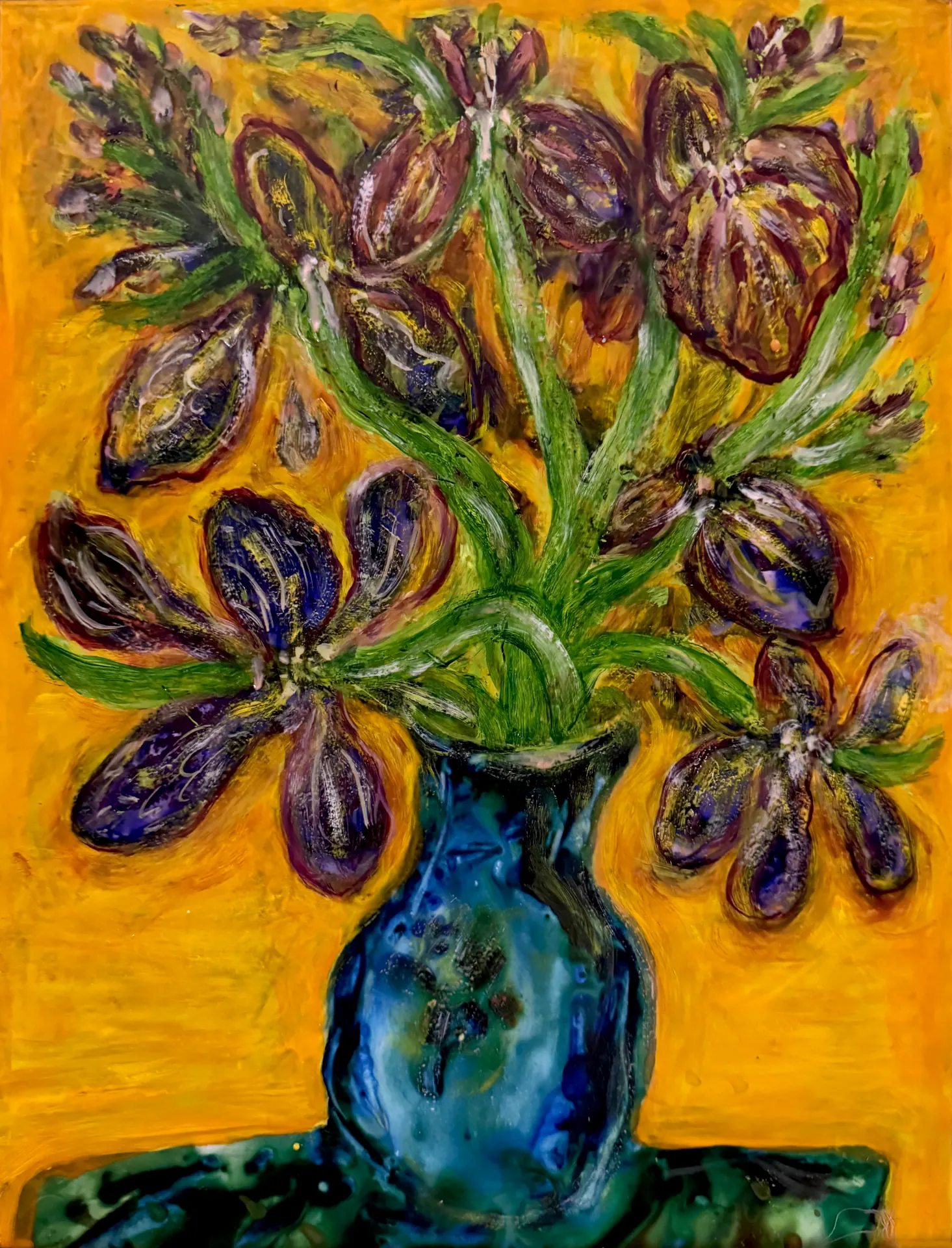 Oil on Metal Floral 37